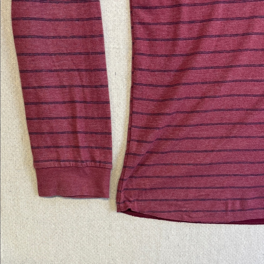 Marine Layer Men's Long Sleeve Henley - Maroon Stripes size L/XL - Picture 4 of 9
